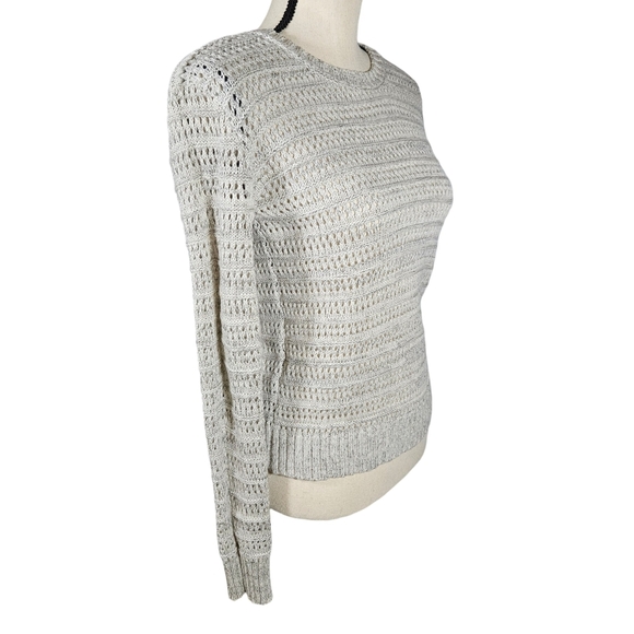 Open Knit Pull Over Sweater, Grey, Small - Picture 5 of 14